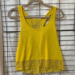 Yellow Roxy Lace Trim Tank Top